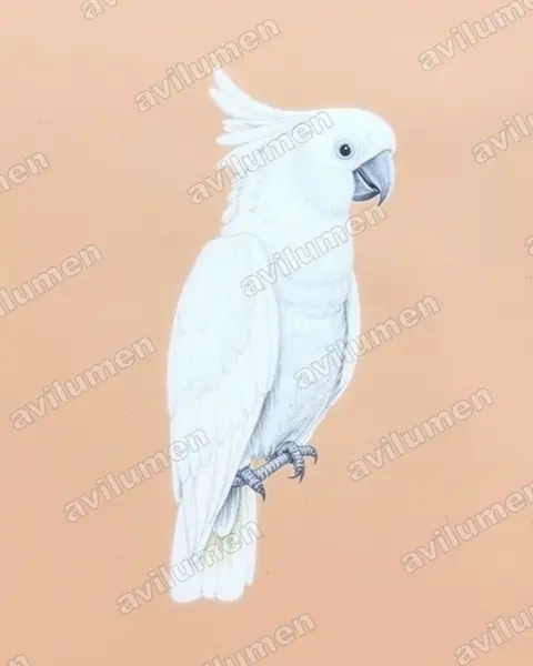 Ilustración en Lápiz de color: Cacatua ducorpsii (Cacatúa de las Salomón)