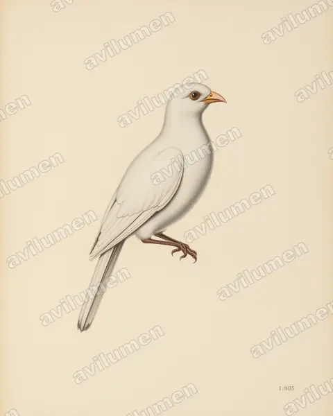 Ilustración en Lámina antigua: Cacatua goffiniana (Cacatúa de las Tanimbar)