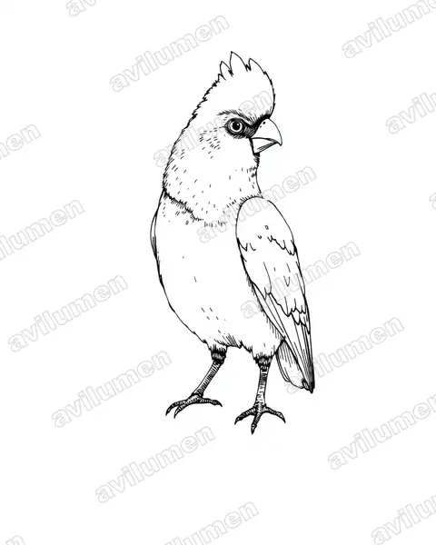 Ilustración en Tinta: Cacatua goffiniana (Cacatúa de las Tanimbar)