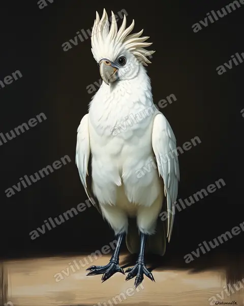 Ilustración en Óleo: Cacatua goffiniana (Cacatúa de las Tanimbar)