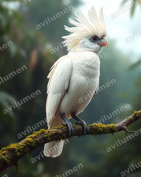Ilustración en Realista: Cacatua goffiniana (Cacatúa de las Tanimbar)