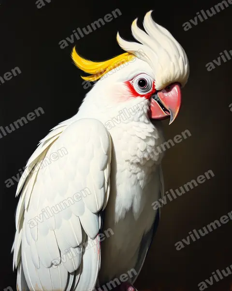 Ilustración en Óleo: Cacatua haematuropygia (Cacatúa filipina)