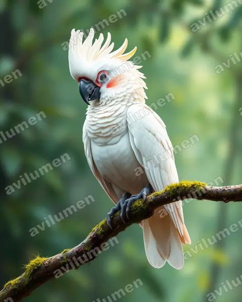 Ilustración en Realista: Cacatua haematuropygia (Cacatúa filipina)