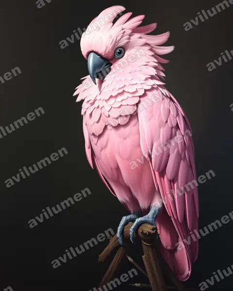 Ilustración en Óleo: Cacatua leadbeateri (Lophochroa leadbeateri)