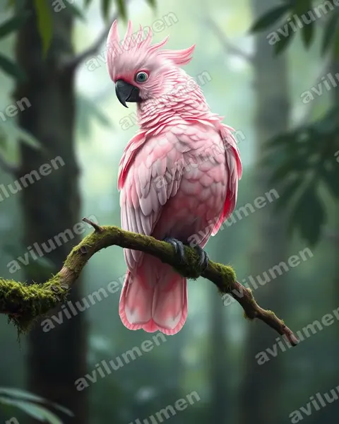 Ilustración en Realista: Cacatua leadbeateri (Lophochroa leadbeateri)