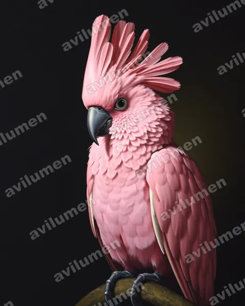 鲑色凤头鹦鹉（Cacatua moluccensis）的油画插画