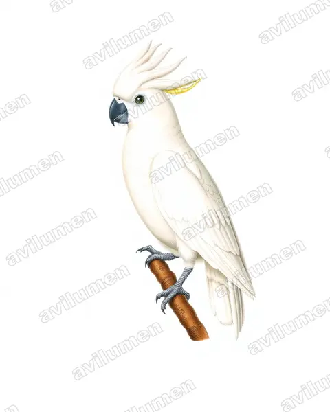 Illustration Planche ancienne : Cacatua ophthalmica (Cacatoès aux yeux bleus)