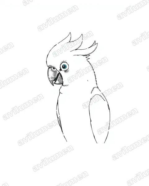 Illustration Encre : Cacatua ophthalmica (Cacatoès aux yeux bleus)