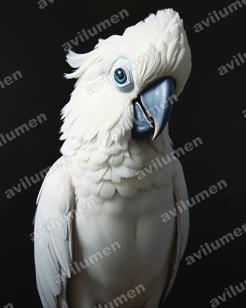 Illustration Huile : Cacatua ophthalmica (Cacatoès aux yeux bleus)