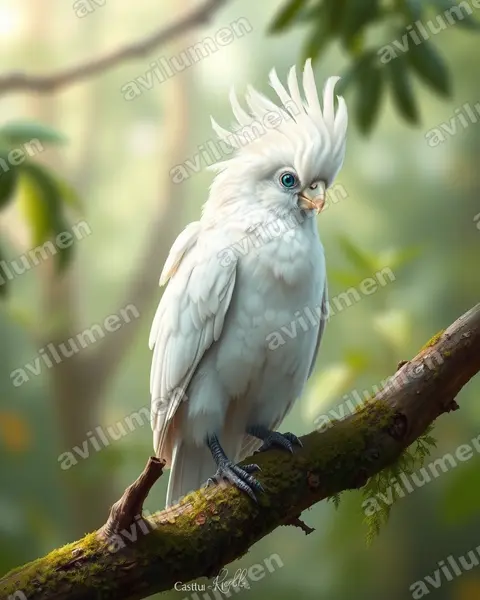 Ilustración en Realista: Cacatua pastinator (Cacatúa cavadora​)