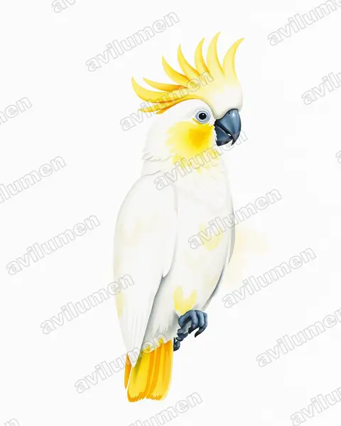 Ilustración en Acuarela: Cacatua sulphurea (Cacatúa Sulfúrea)