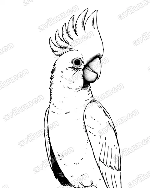 Ilustración en Tinta: Cacatua sulphurea (Cacatúa Sulfúrea)