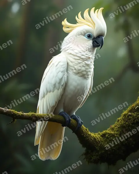 Ilustración en Realista: Cacatua sulphurea (Cacatúa Sulfúrea)