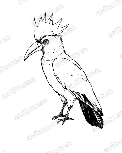 Illustration im Stil Tusche: Nasenkakadu (Cacatua tenuirostris)