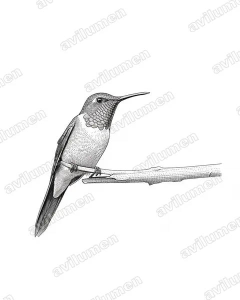 Illustration im Stil Tusche: Amethyststernkolibri (Calliphlox amethystina)