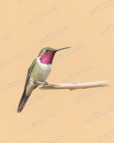 Illustration im Stil Buntstift: Amethyststernkolibri (Calliphlox amethystina)