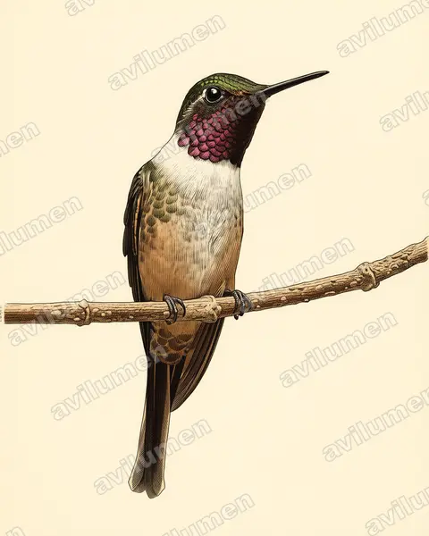 Ilustración en Lámina antigua: Calliphlox bryantae (Philodice bryantae)