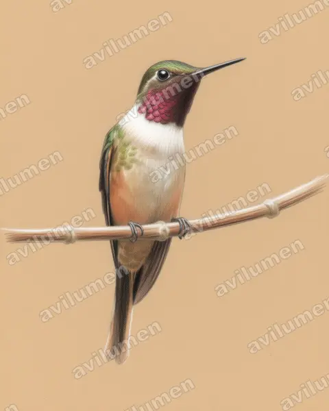 Ilustración en Lápiz de color: Calliphlox bryantae (Philodice bryantae)