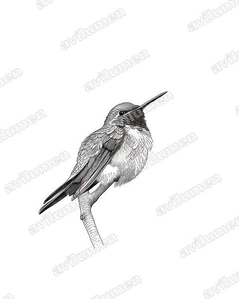 Illustration im Stil Tusche: Bahamasternkolibri (Calliphlox evelynae)