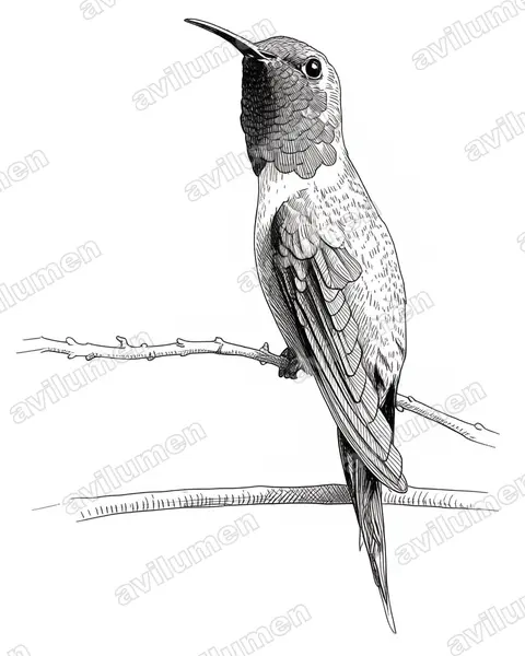 Illustration im Stil Tusche: Inaguasternkolibri (Calliphlox lyrura)