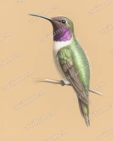 Illustration im Stil Buntstift: Inaguasternkolibri (Calliphlox lyrura)