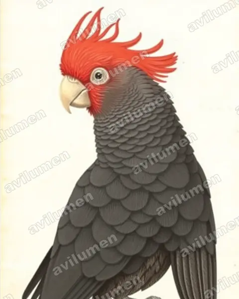 Illustration Planche ancienne : Callocephalon fimbriatum (Cacatoès à tête rouge)
