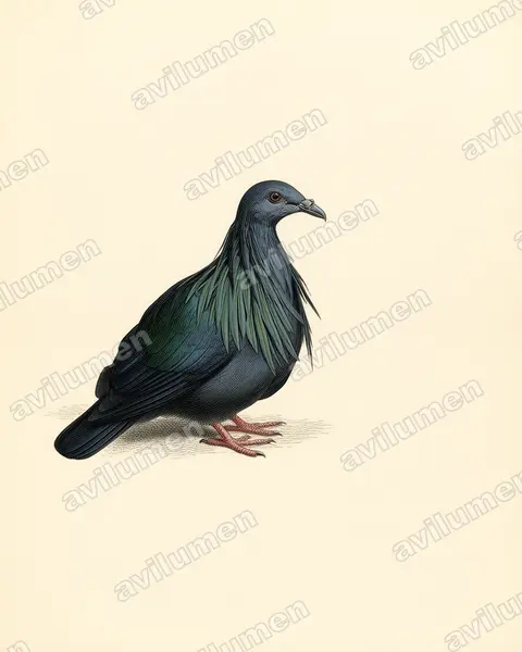 Vintage plate illustration: Caloenas nicobarica (Nicobar Pigeon)