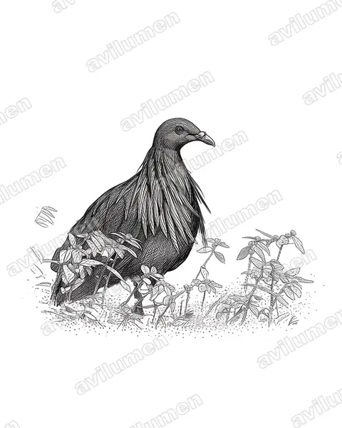 Ink illustration: Caloenas nicobarica (Nicobar Pigeon)
