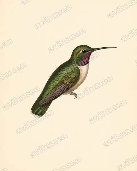 Illustration Planche ancienne : Calothorax pulcher (Colibri charmant)