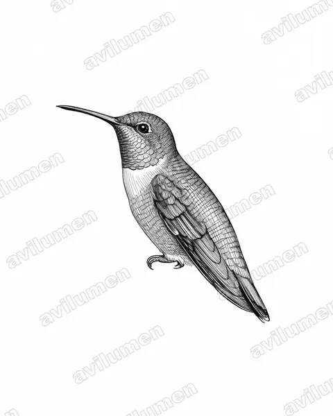 Illustration Encre : Calothorax pulcher (Colibri charmant)