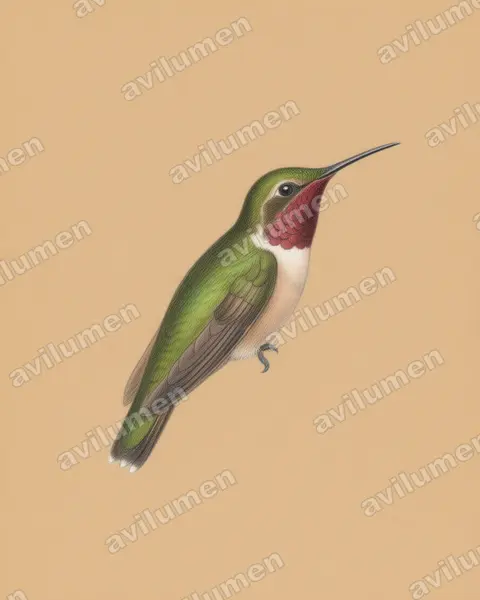 Illustration Crayon de couleur : Calothorax pulcher (Colibri charmant)