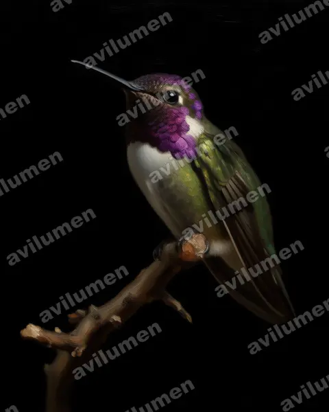 Ilustración en Óleo: Calypte costae (Colibrí de Costa​)