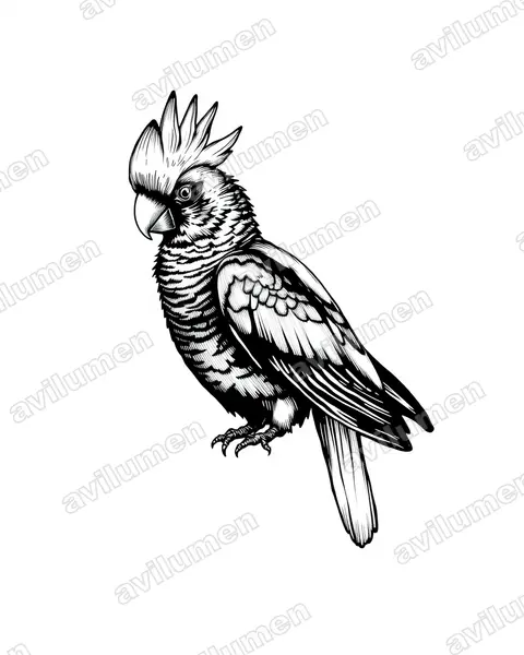 Ilustración en Tinta: Calyptorhynchus banksii (Cacatúa colirroja)