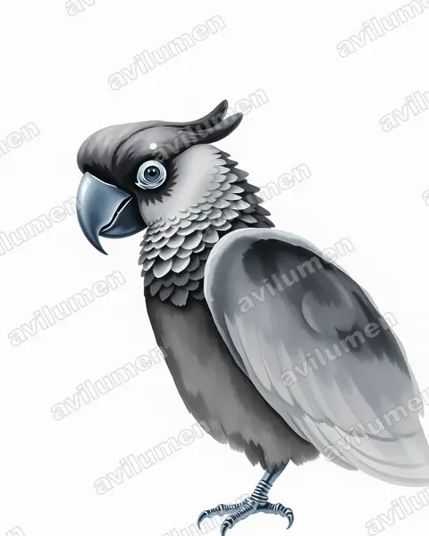 Illustration Aquarelle : Calyptorhynchus lathami (Cacatoès de Latham)