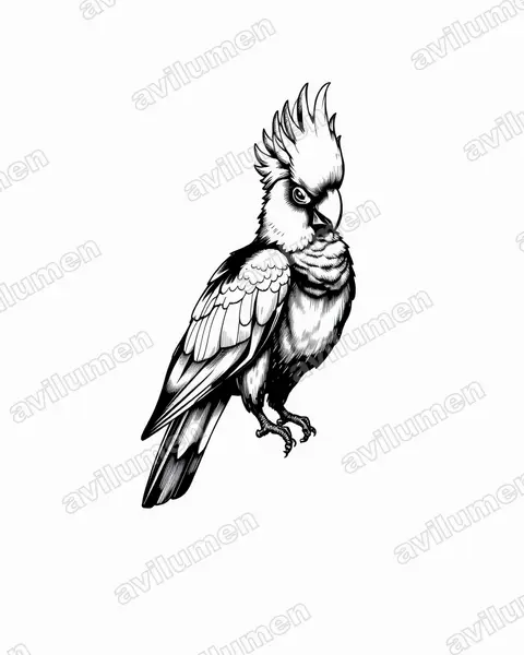 Illustration Encre : Calyptorhynchus lathami (Cacatoès de Latham)