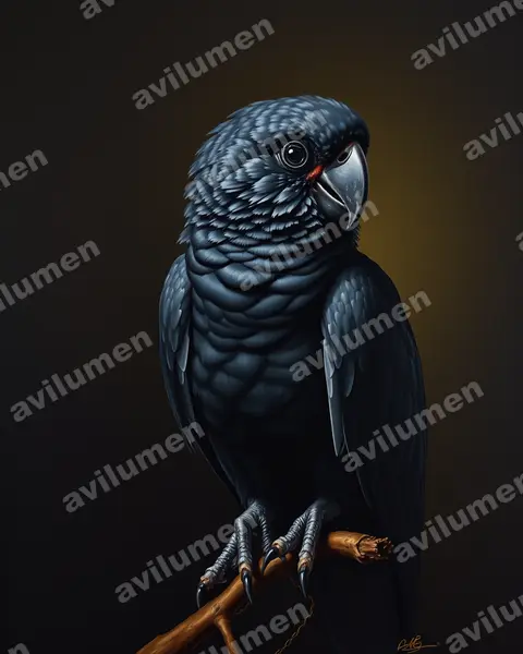 Illustration Huile : Calyptorhynchus lathami (Cacatoès de Latham)