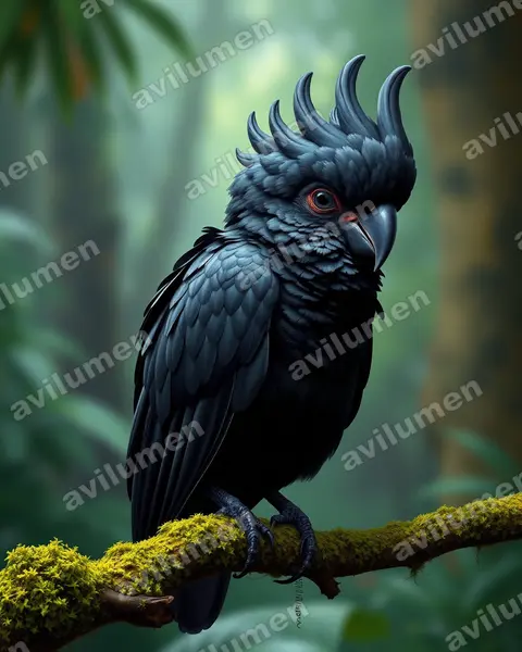 Illustration Réaliste : Calyptorhynchus lathami (Cacatoès de Latham)
