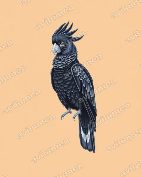 Illustration Crayon de couleur : Calyptorhynchus lathami (Cacatoès de Latham)