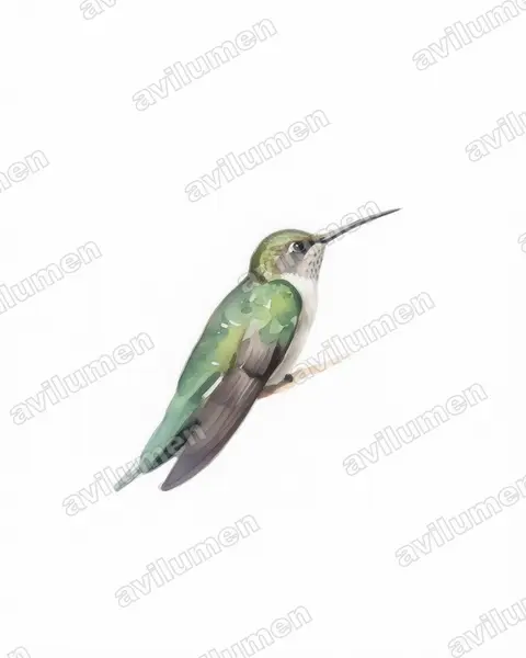 Ilustración en Acuarela: Campylopterus diamantinensis (Colibrí de Diamantina)