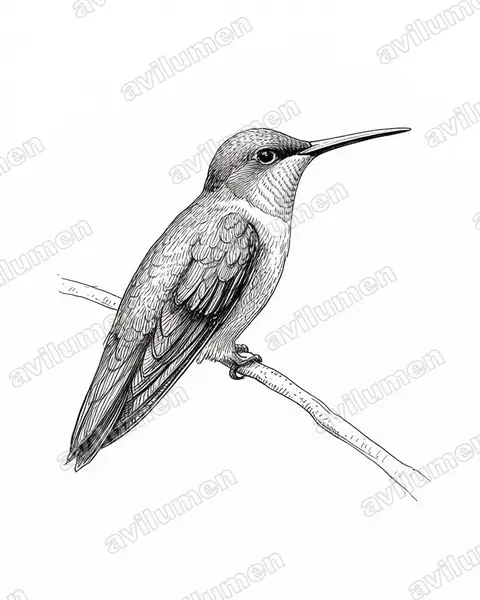 Ilustración en Tinta: Campylopterus diamantinensis (Colibrí de Diamantina)