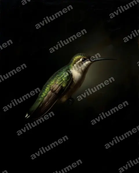 Ilustración en Óleo: Campylopterus diamantinensis (Colibrí de Diamantina)