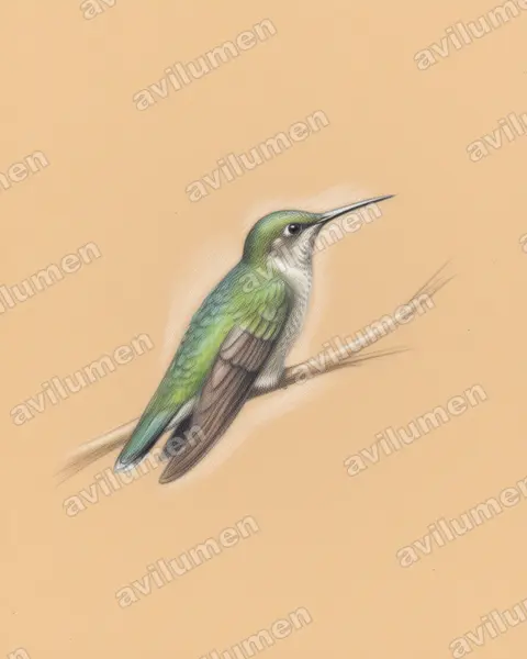 Ilustración en Lápiz de color: Campylopterus diamantinensis (Colibrí de Diamantina)