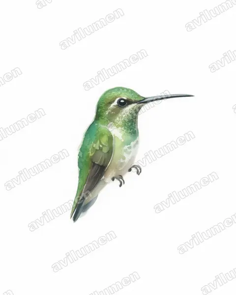 Ilustración en Acuarela: Campylopterus falcatus (Colibrí lazulita​)