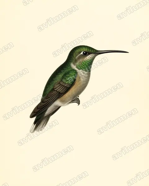 Ilustración en Lámina antigua: Campylopterus falcatus (Colibrí lazulita​)