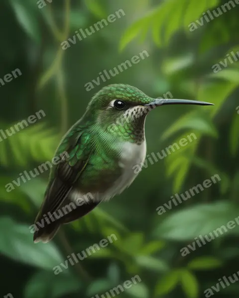 Ilustración en Realista: Campylopterus falcatus (Colibrí lazulita​)