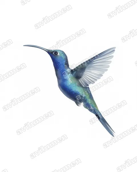 Illustration im Stil Aquarell: Violettdegenflügel (Campylopterus hemileucurus)