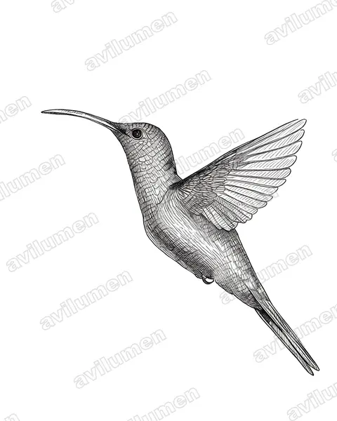 Illustration im Stil Tusche: Violettdegenflügel (Campylopterus hemileucurus)