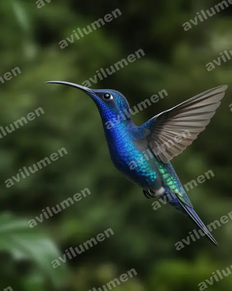 Illustration im Stil Realistisch: Violettdegenflügel (Campylopterus hemileucurus)