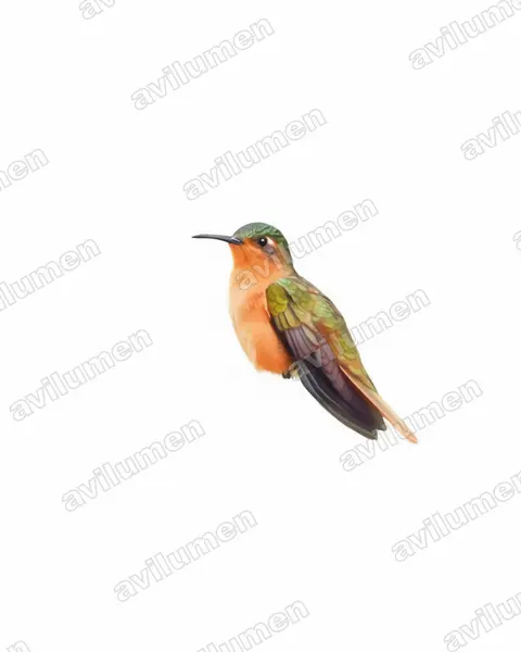 Illustration im Stil Aquarell: Rostbauch-Degenflügel (Campylopterus hyperythrus)