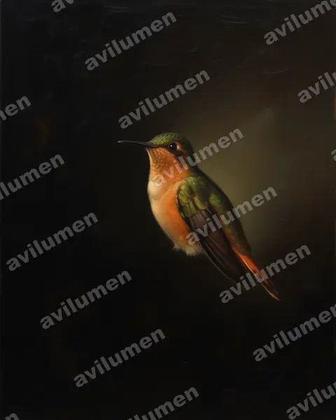 Illustration im Stil Öl: Rostbauch-Degenflügel (Campylopterus hyperythrus)